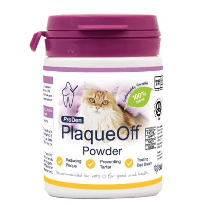 PlaqueOff poeder voor katten 40 g – natuurlijk supplement voor gebitsverzorging
