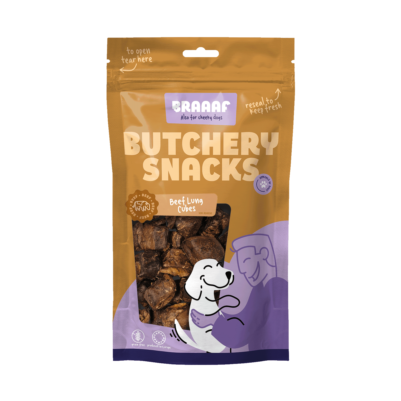 Braaaf Butchery Snacks Beef Lung Cubes 85 g