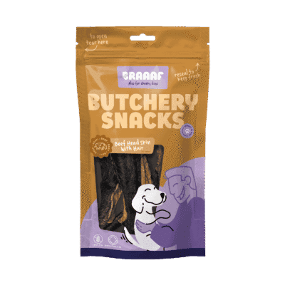 Braaaf Butchery Snacks Runderkophuid met haar 150 g