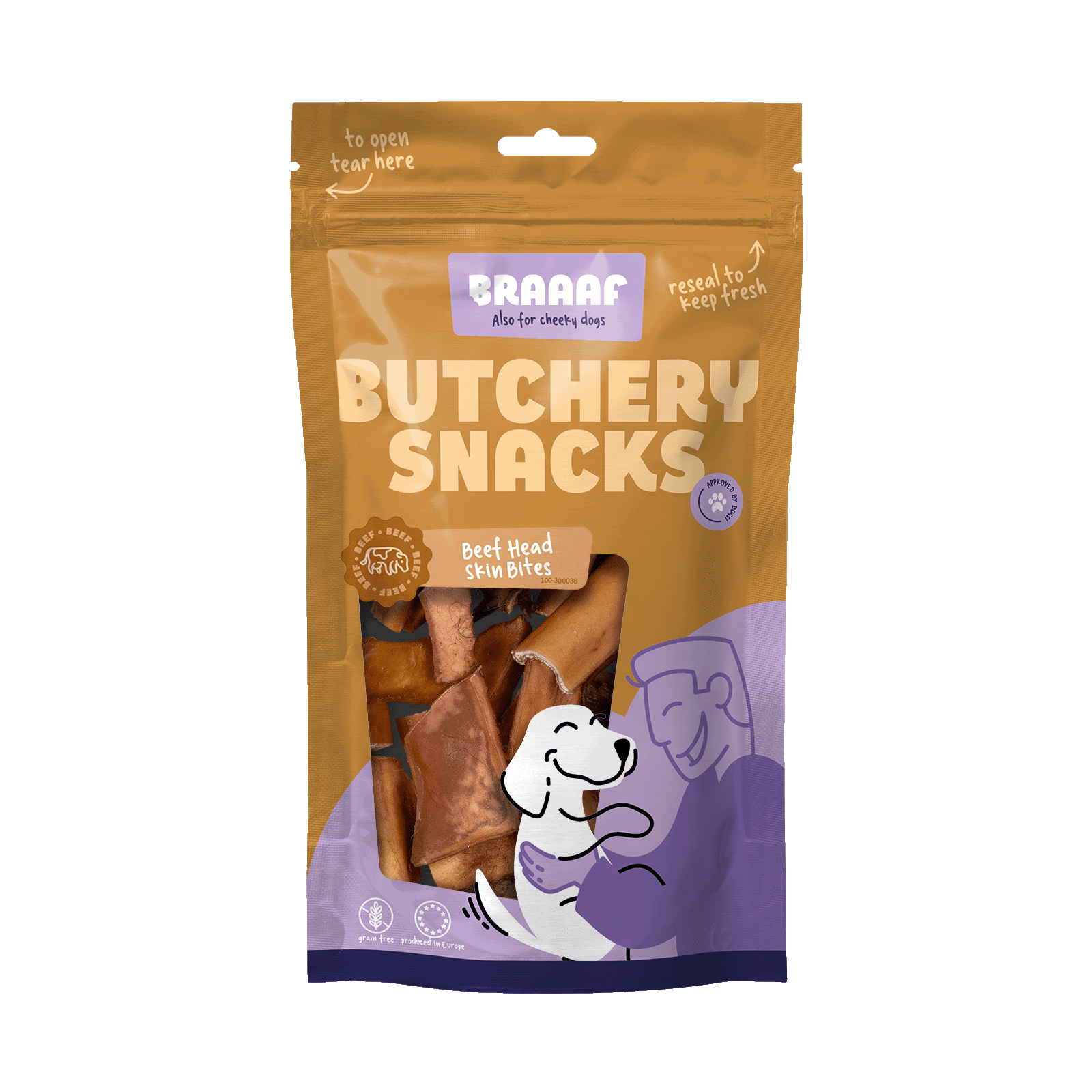 Braaaf Butchery Snacks Beef Head Skin Pieces 150 g