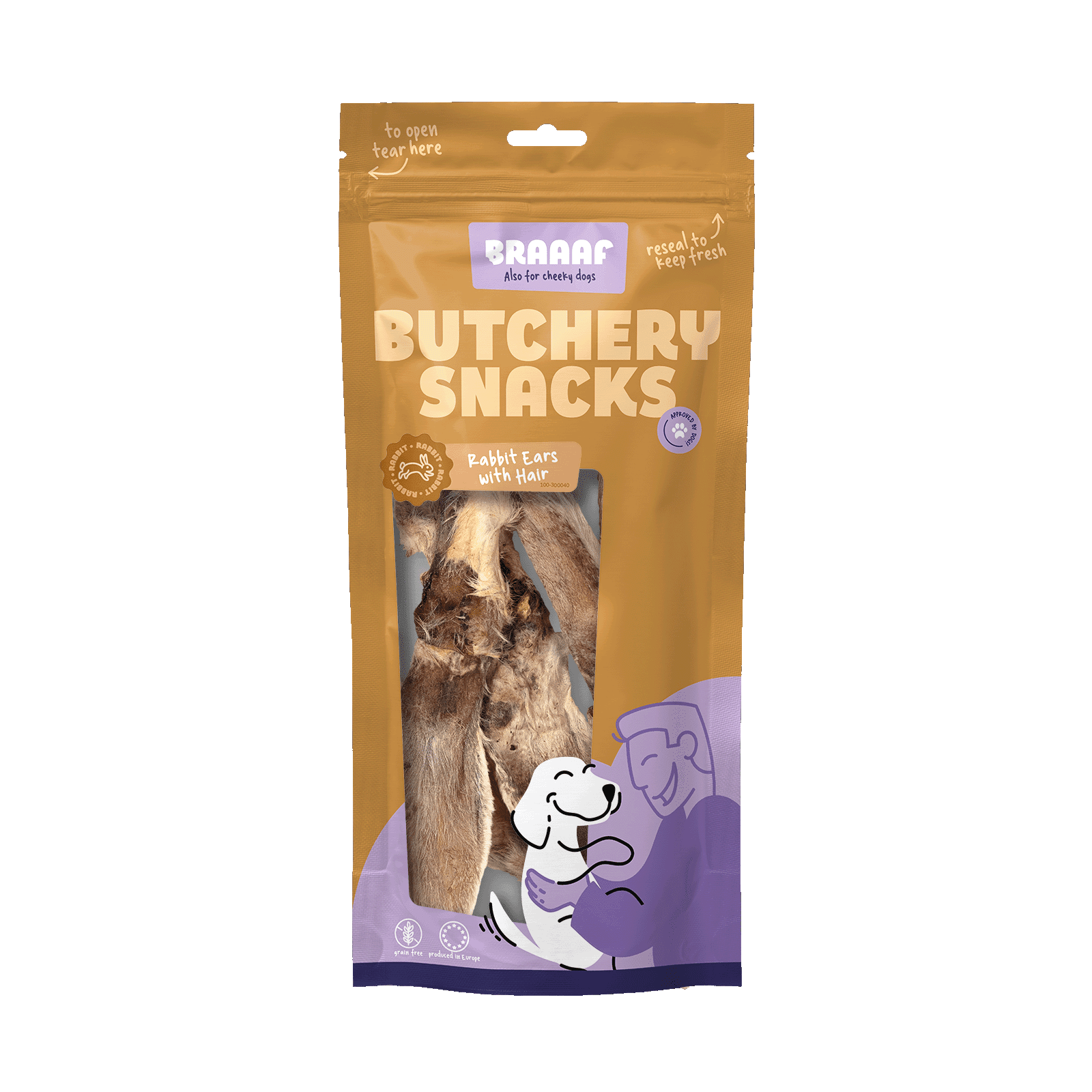 Braaaf Butchery Snacks Rabbit Ears With Hair 80 g