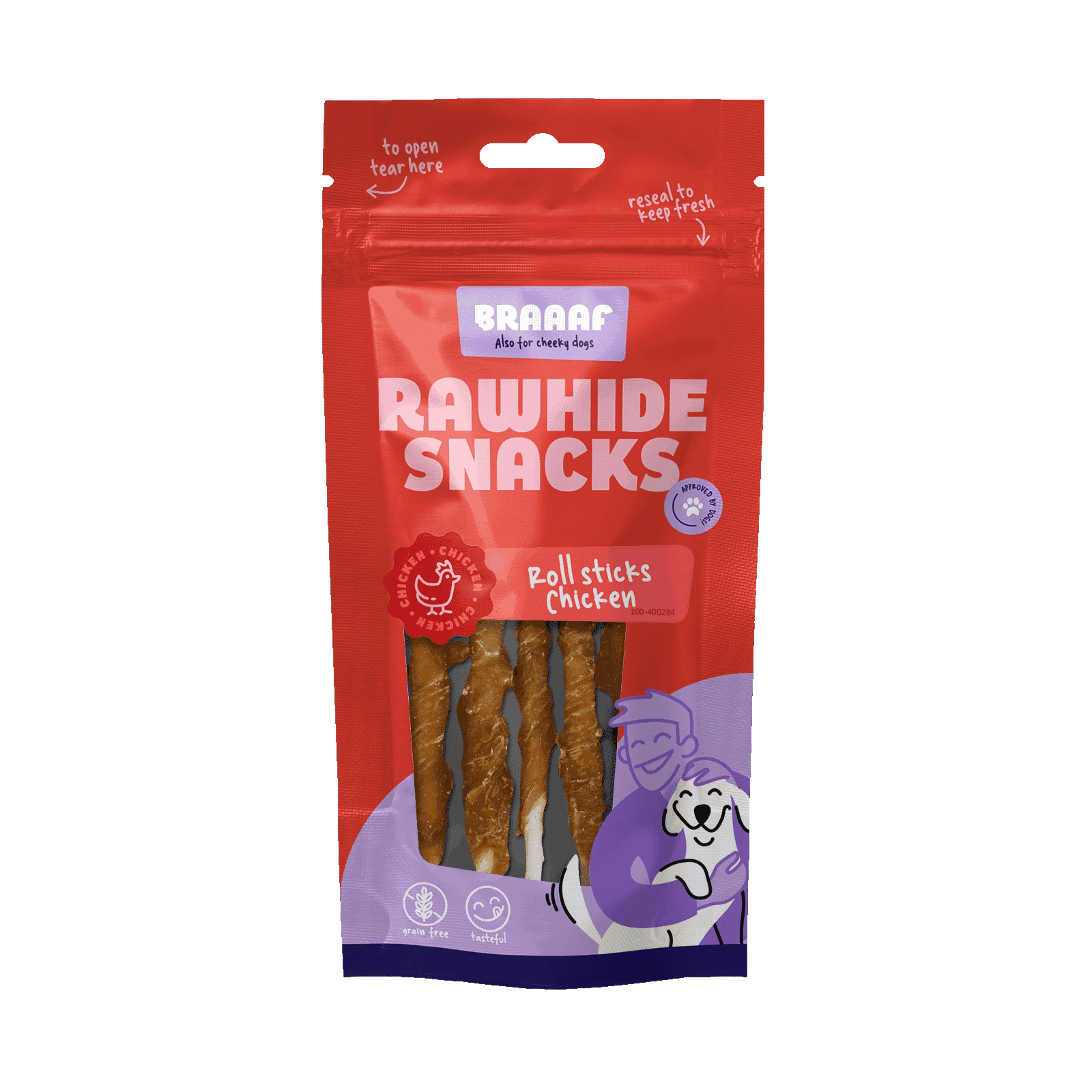 Braaaf Rawhide Roll Sticks Kip - 8 st.