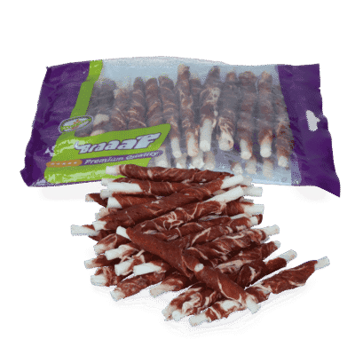 Braaaf Rawhide Roll Sticks Rund & Vis - 25 st.