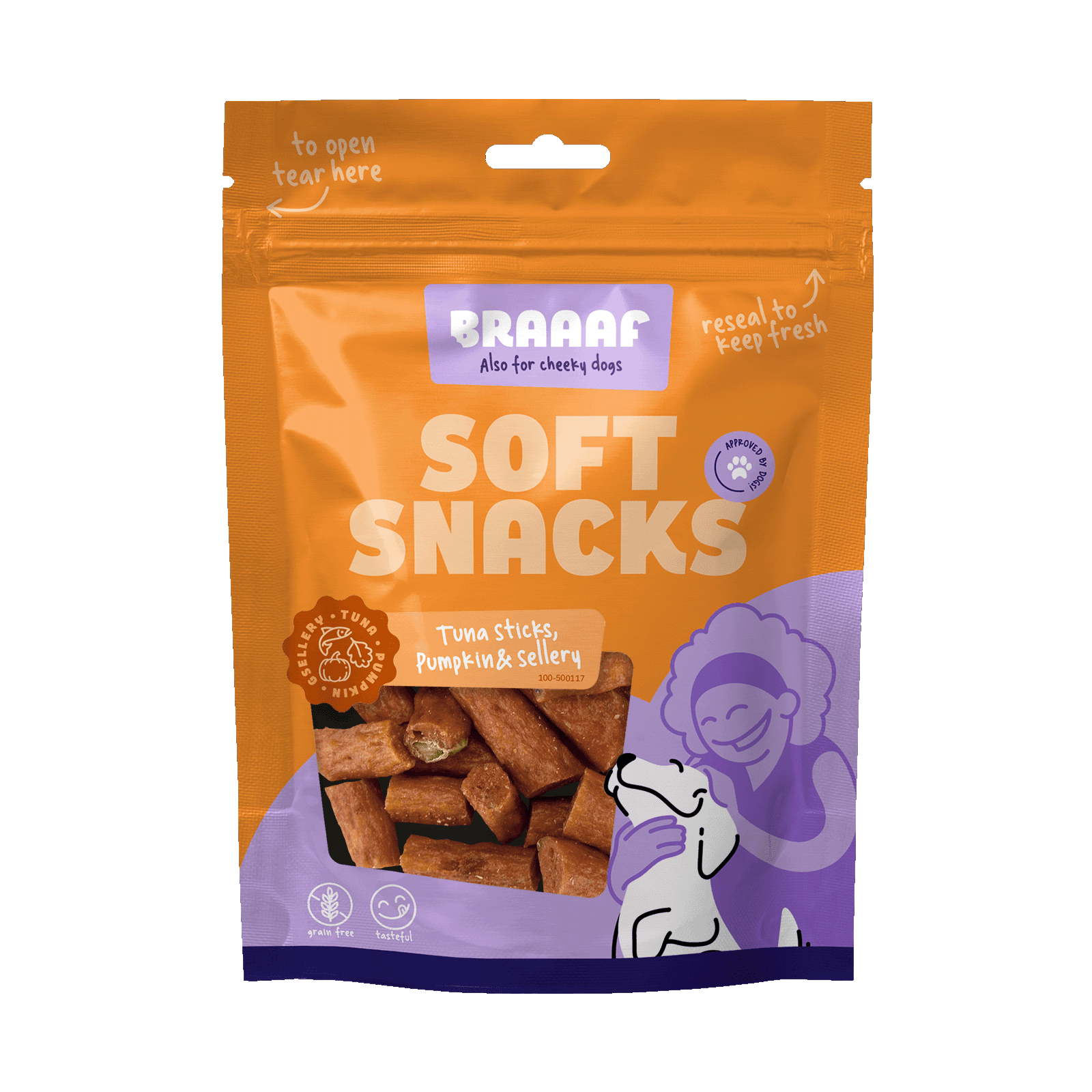 Braaaf Soft Snack with tuna pumpkin and celery