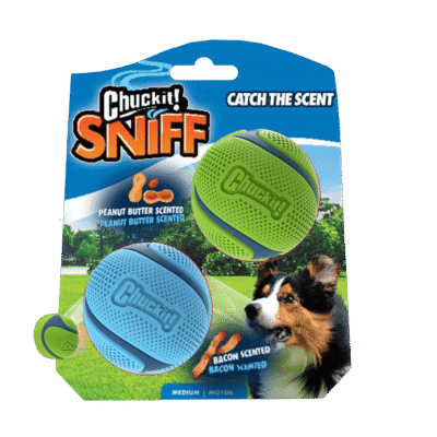 Chuckit! Sniff Fetch Ball Bacon & Peanut Butter M 2-pack
