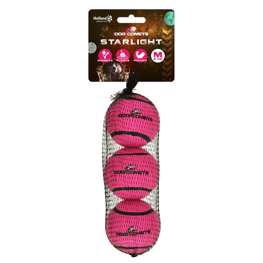 Dog Comets Tennisbal Starlight M Roze (3-pack)