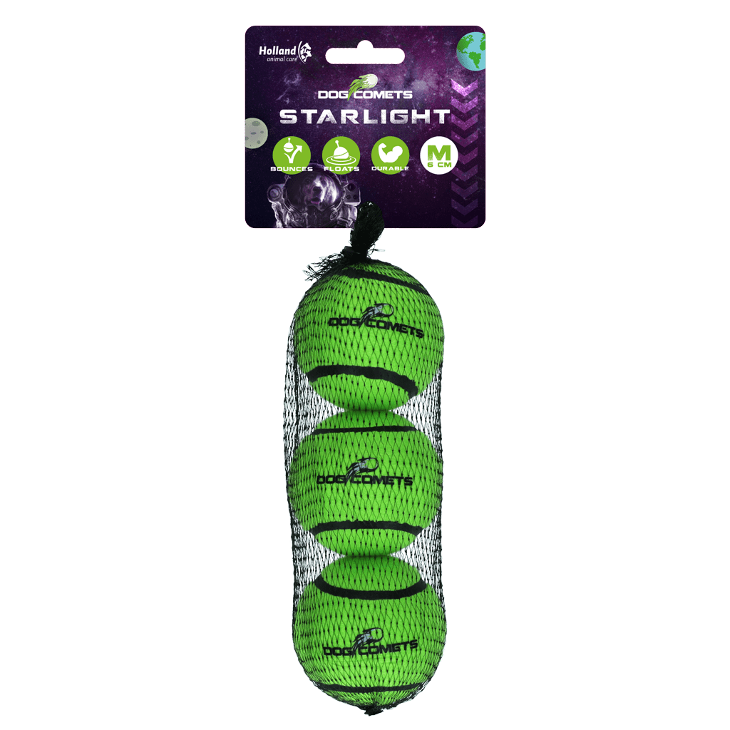 Dog Comets Tennisbal Starlight M Groen (3-Pack)