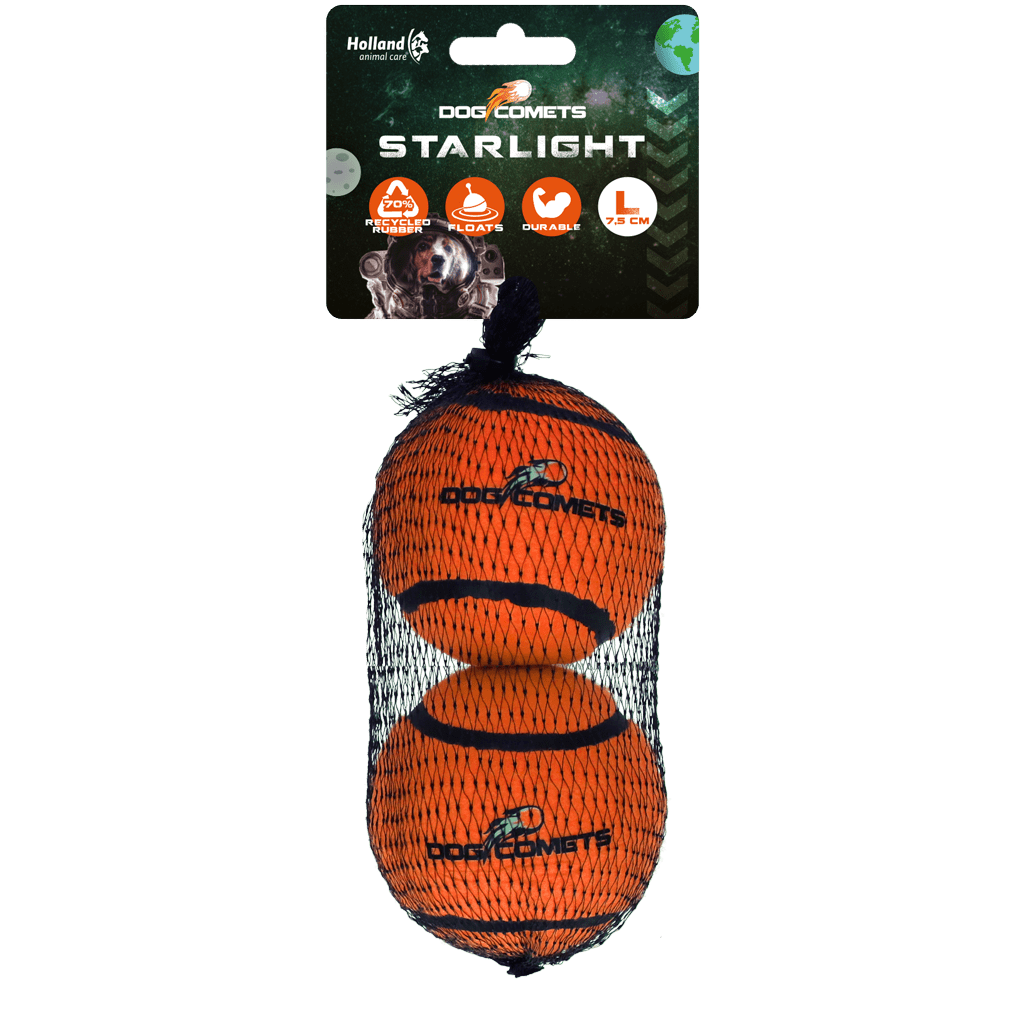 Dog Comets Tennisbal Starlight L Oranje (2-pack)