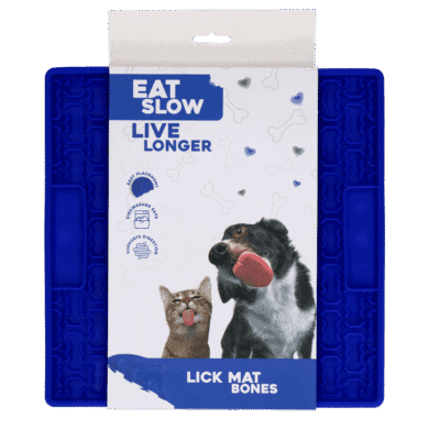Eat Slow Live Longer Lick Mat Bones Blauw