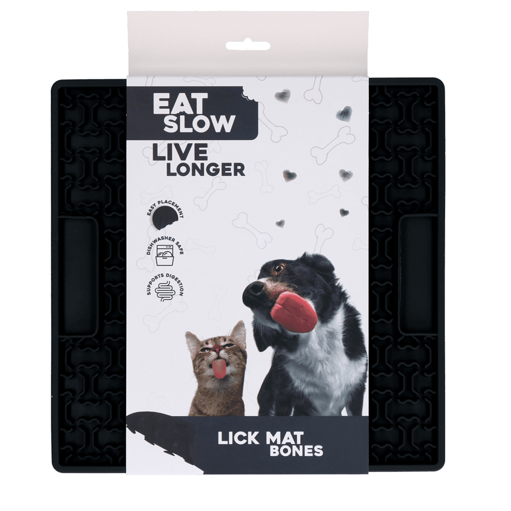 Eat Slow Live Longer Lick Mat Bones Grijs