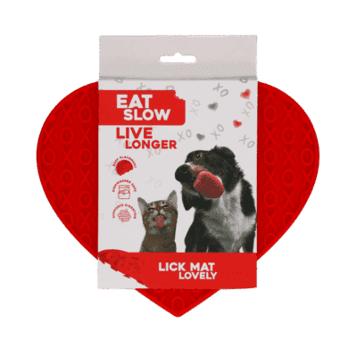 Eat Slow Live Longer Lick Mat Lovely Heart Rood