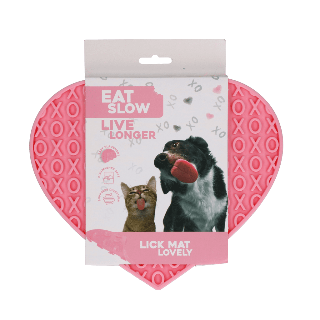 Eat Slow Live Longer Lick Mat Lovely Heart Roze