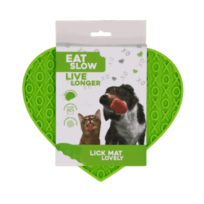 Eat Slow Live Longer Lick Mat Lovely Heart Groen