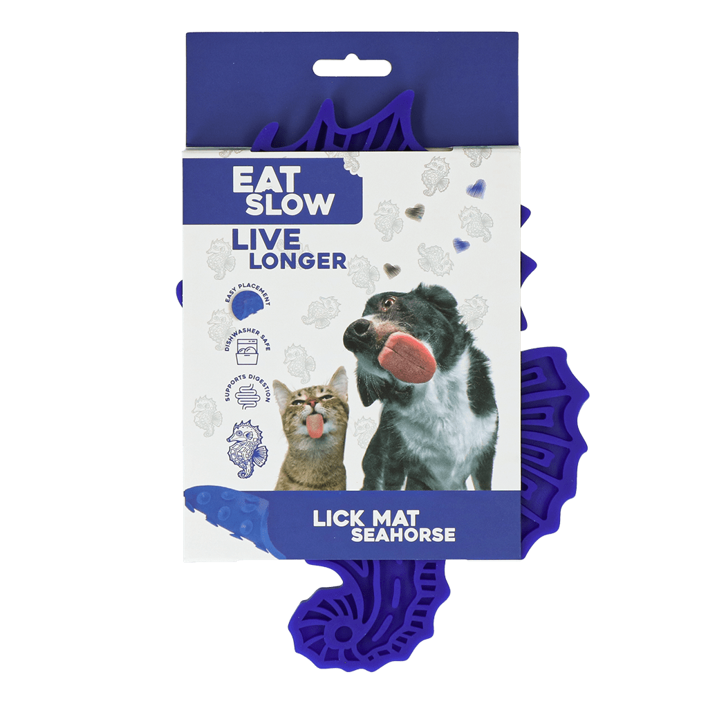 Eat Slow Live Longer Lick Mat Seahorse Blauw