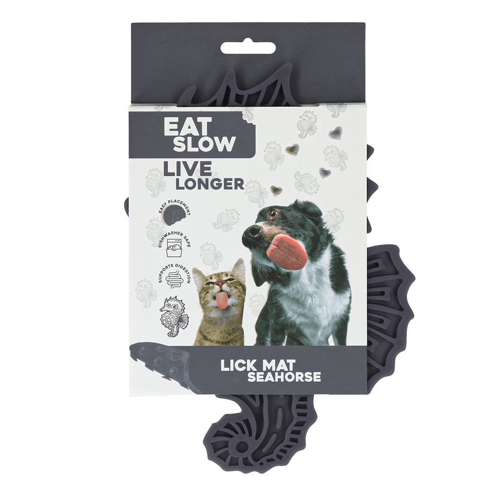 Eat Slow Live Longer Lick Mat Seahorse Grijs