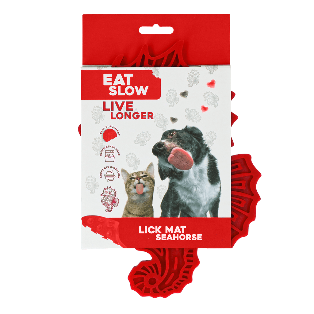 Eat Slow Live Longer Lick Mat Seahorse Rood