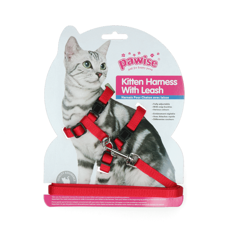 PAWI280011.png Pawise Kitten Harness With Leash Red/Blue S
