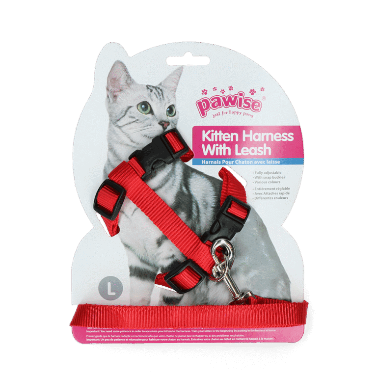 Pawise Kitten Harness With Leash Red/Blue L