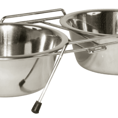 RVS Voerbak Twin Feeder 2 x 450 ml