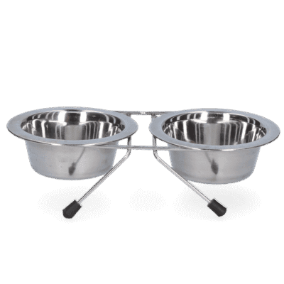 Voer en drinkbak RVS met standaard Ø 11 cm (200 ml)