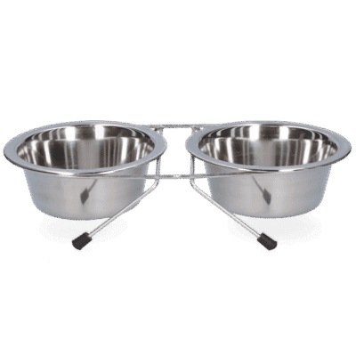 Voer en drinkbak RVS met standaard Ø 13 cm (350 ml)