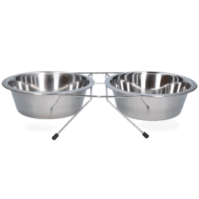 Voer en drinkbak RVS met standaard Ø 21 cm (1750 ml)