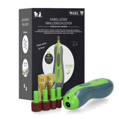 Draadloze nagelvijl voor huisdieren met ingebouwde batterijen.