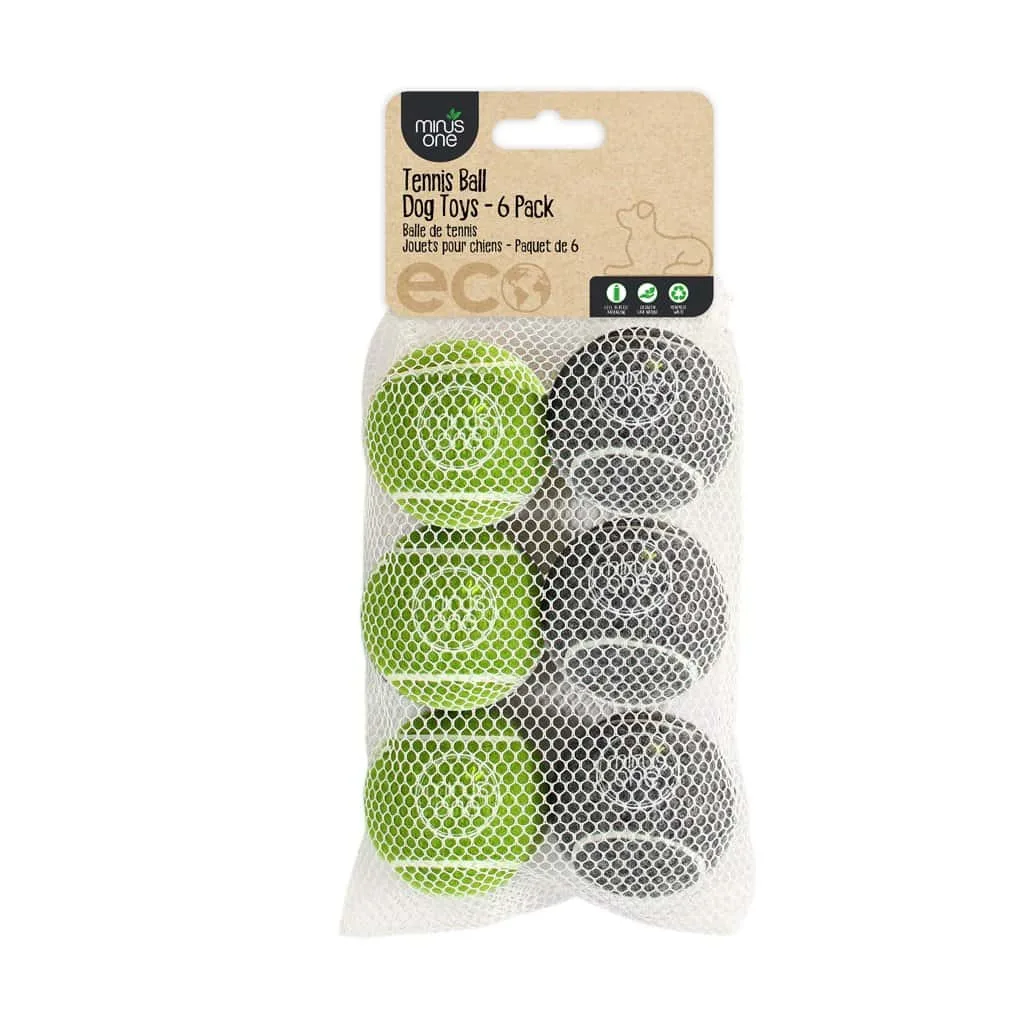 Minus One Bouncy Tennis Ball Dog Toys 6-pack