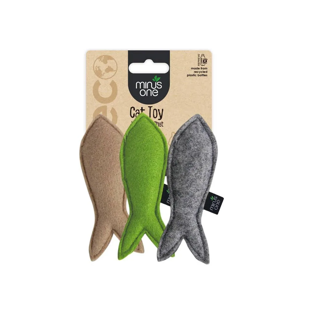 MINU37377.jpg Minus One Felt Cat Toys Fish 3 pack