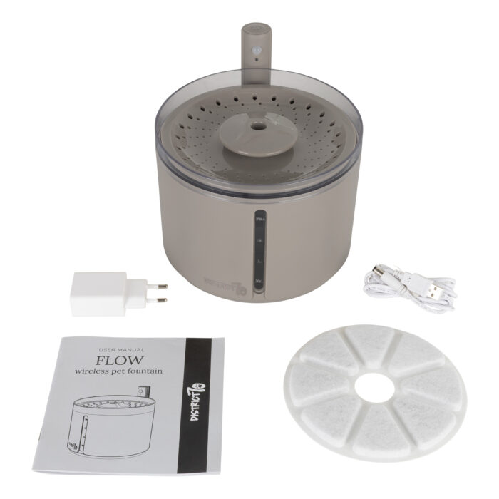 District 70 - FLOW Draadloze Drinkfontein - Beige - 2.2 L