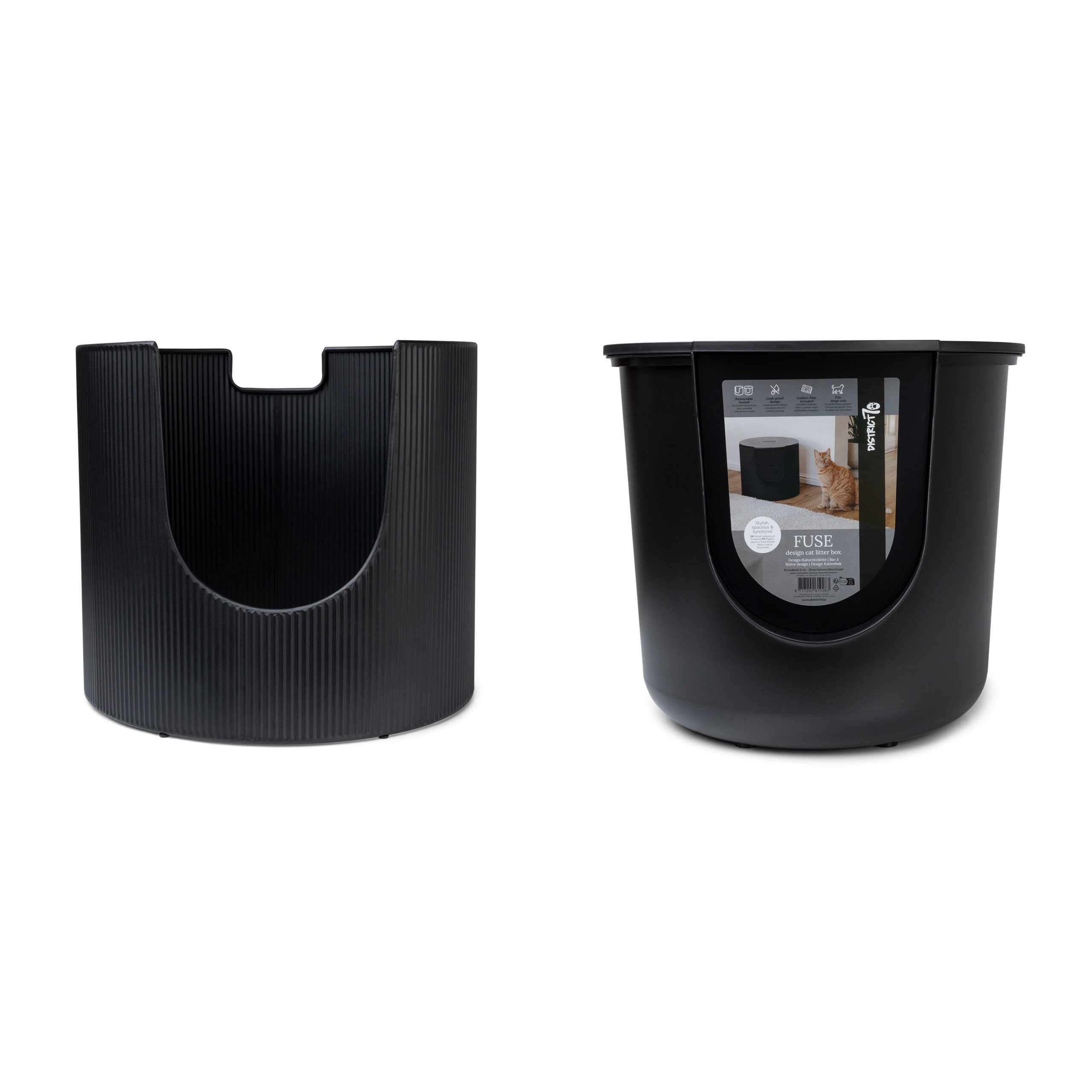 District 70 - FUSE Design Kattenbak - Incl. Cover - Ribbed Tin Zwart