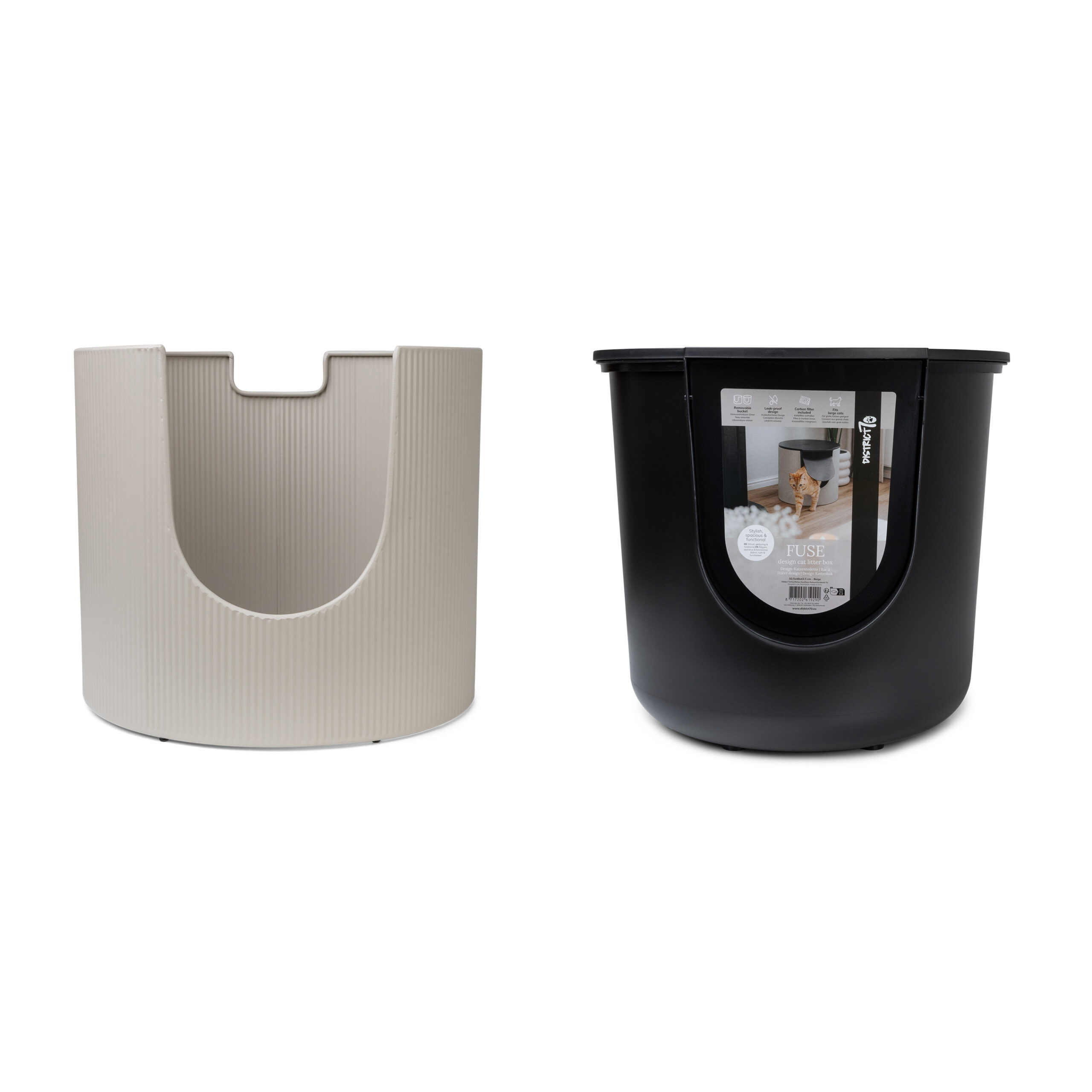 District 70 - FUSE Design Kattenbak - Incl. Cover - Ribbed Tin Beige