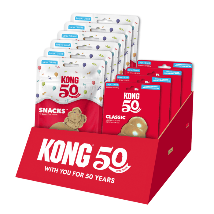 KONG 50th Anniversary KONG 50th Anniversary Lg Gold + snacks Counter Top Display