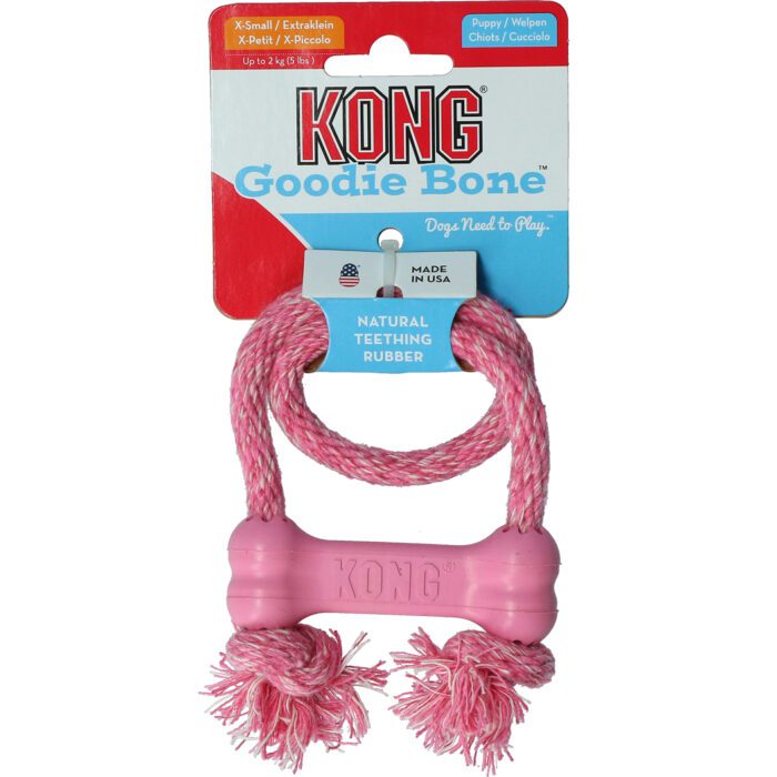 KONGKP51E3.jpg KONG Puppy Goodie Bone met touw Assorti XS