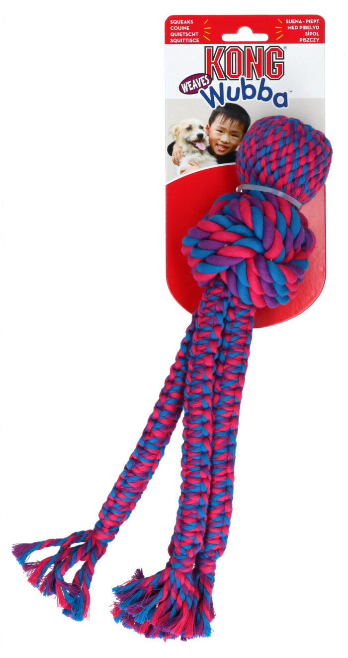 KONGWVR1E2.jpg KONG Wubba Weaves met touw Assorti L