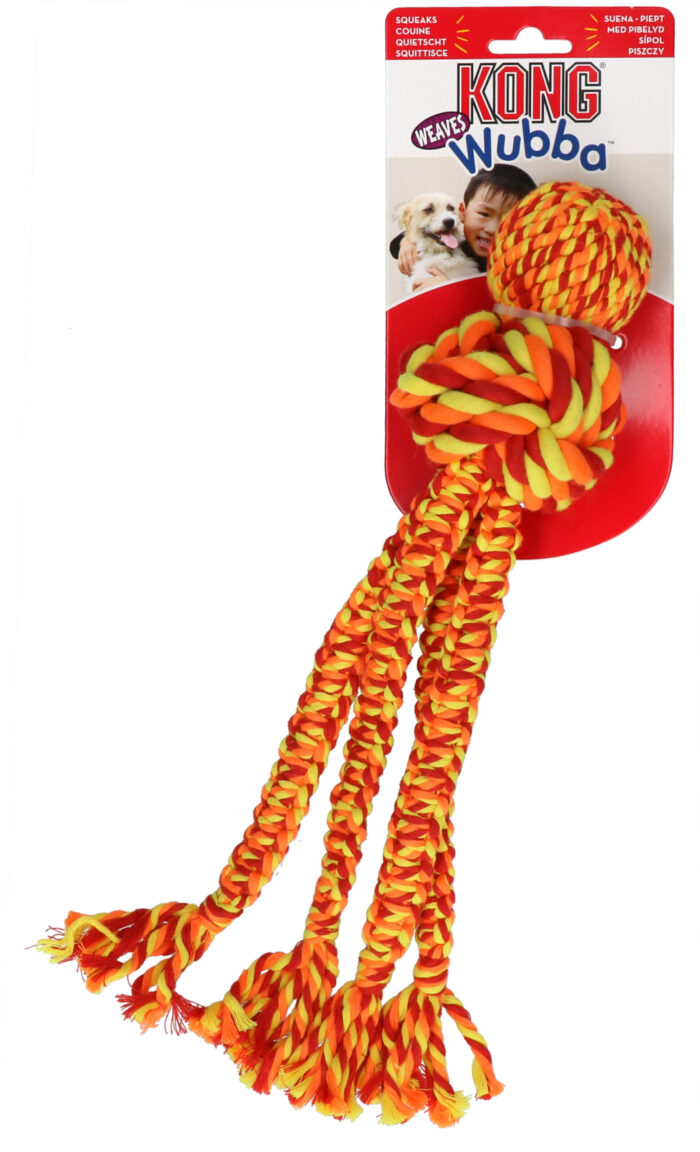 KONGWVR1E3.jpg KONG Wubba Weaves met touw Assorti L
