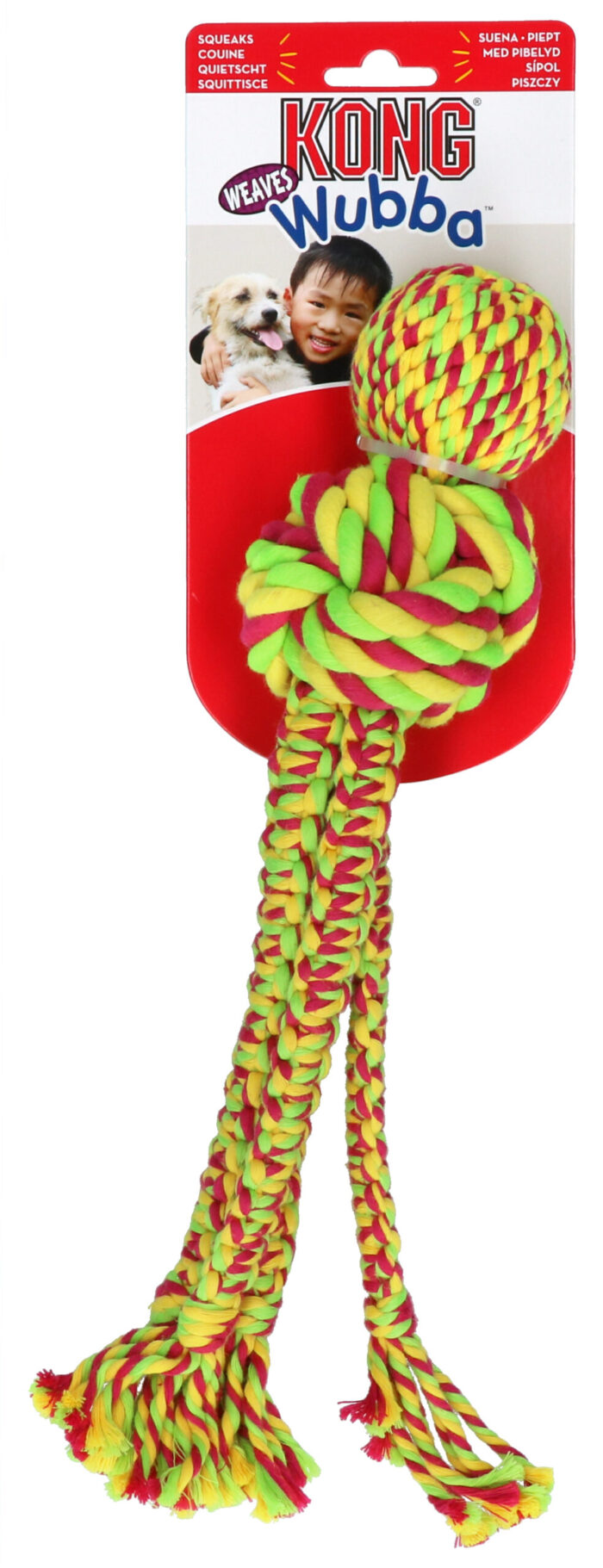 KONGWVR1E4.jpg KONG Wubba Weaves met touw Assorti L