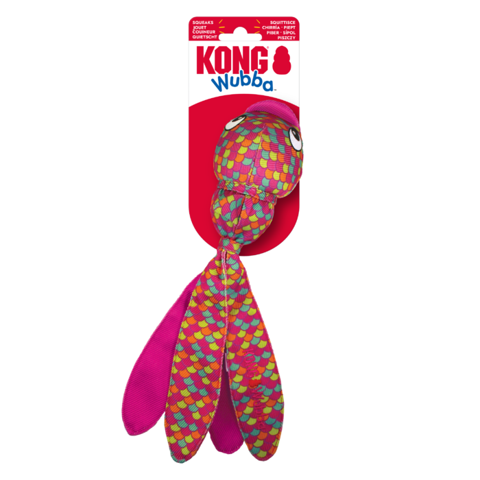 Verpakking van KONG Wubba Finz roze maat S