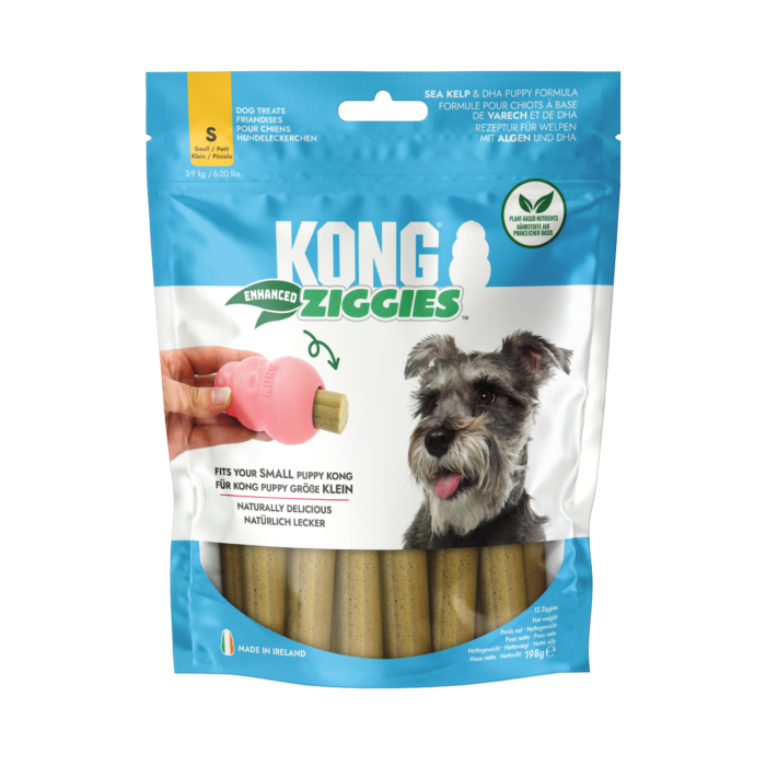 Verpakking van KONG Puppy Ziggies puppysnack maat S